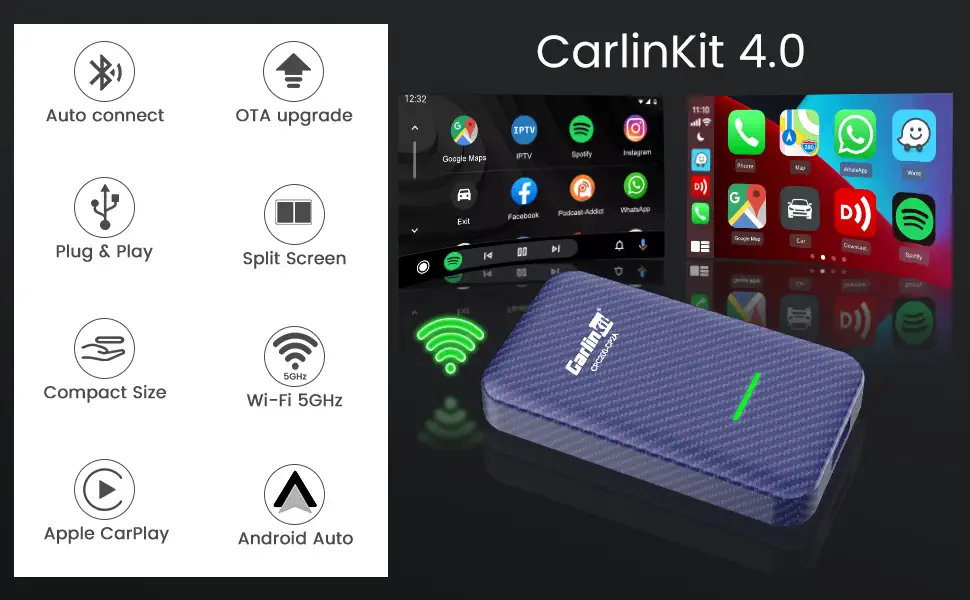 Carlinkit 4.0 Apple Carplay không dây- Android Auto không dây cho xe hơi