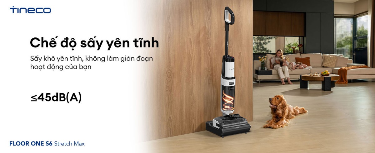 Cây hút bụi lau nhà Tineco Floor One S6 Stretch Max, Lực hút 22 000Pa
