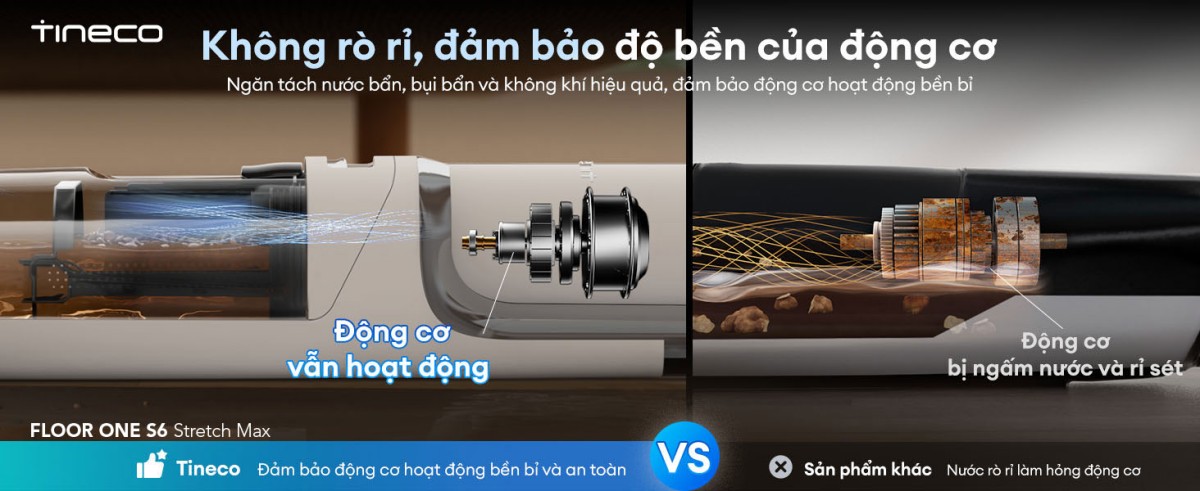 Cây hút bụi lau nhà Tineco Floor One S6 Stretch Max, Lực hút 22 000Pa