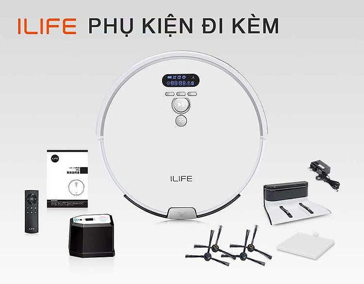 iLife V8 Plus, Robot hút bụi lau nhà phiên bản nâng cấp pin, tường ảo không dây