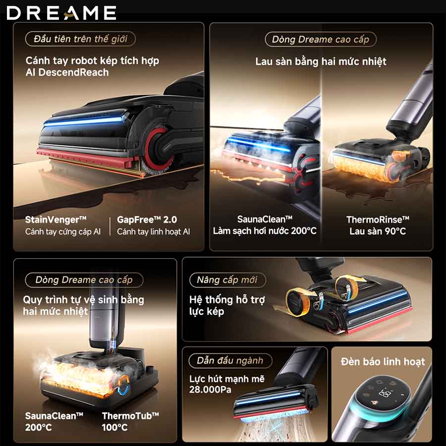 Máy hút bụi lau nhà cầm tay Dreame H16 Pro Steam