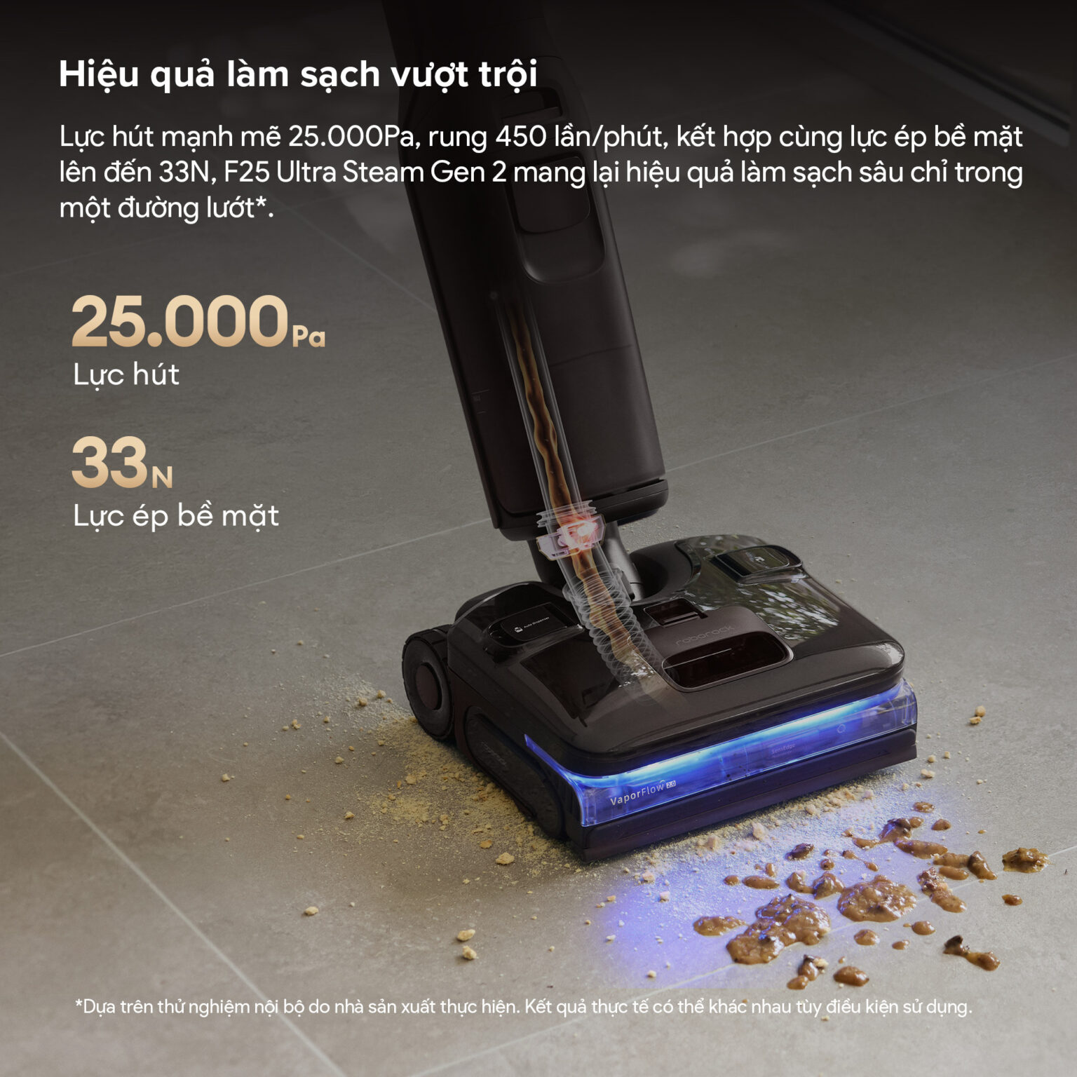 Máy hút bụi lau nhà Roborock F25 Pro Steam Gen 2 Combo | Lực hút 25.000 Pa