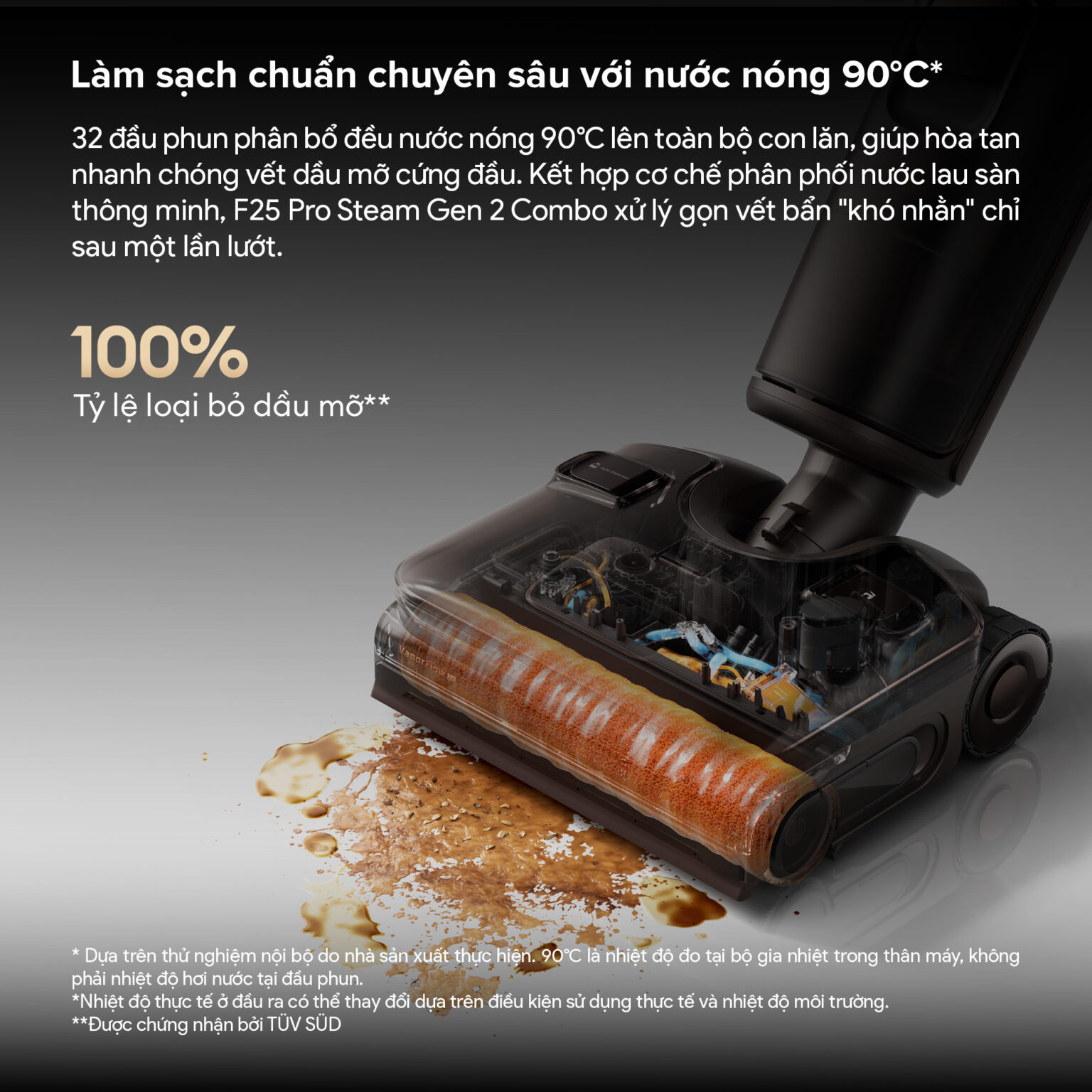 Máy hút bụi lau nhà Roborock F25 Pro Steam Gen 2 Combo | Lực hút 25.000 Pa