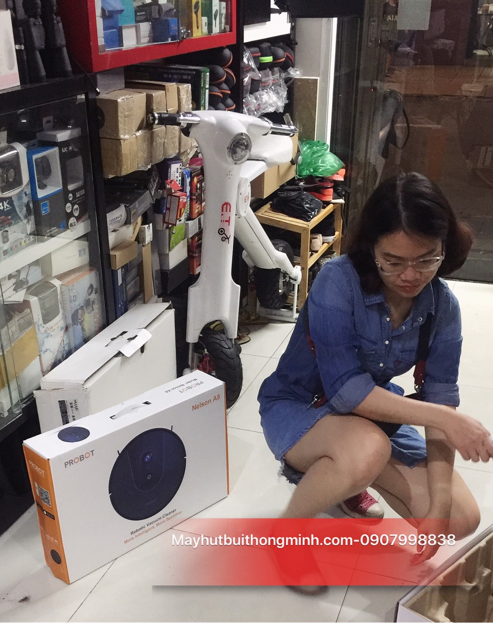Probot Nelson A8, Robot hút bụi lau nhà AI PanoView WiFi, Alexa