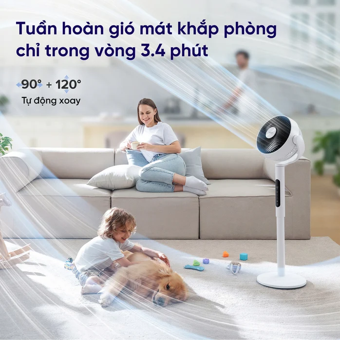 Quạt tuần hoàn không khí Levoit CirculAir 22.9cm- Cảm biến nhiệt độ – 12 cấp gió – Mát đến 30m – Xoay đa hướng
