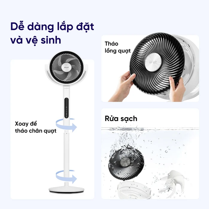 Quạt tuần hoàn không khí Levoit CirculAir 22.9cm- Cảm biến nhiệt độ – 12 cấp gió – Mát đến 30m – Xoay đa hướng