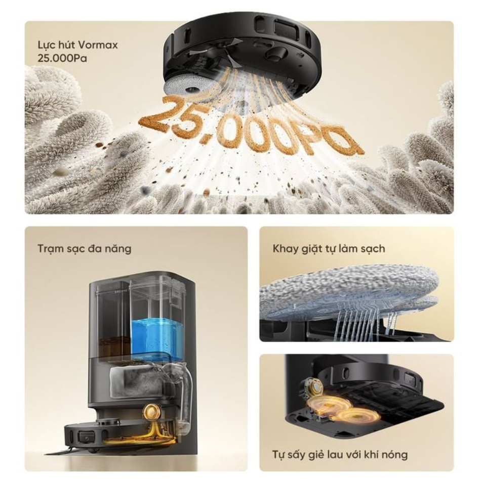 Robot hút bụi lau nhà Dreame D30 Ultra chống rối tóc