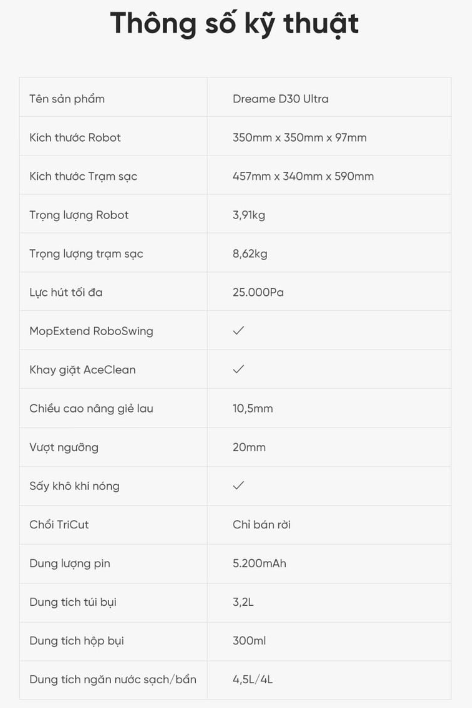 Robot hút bụi lau nhà Dreame D30 Ultra chống rối tóc