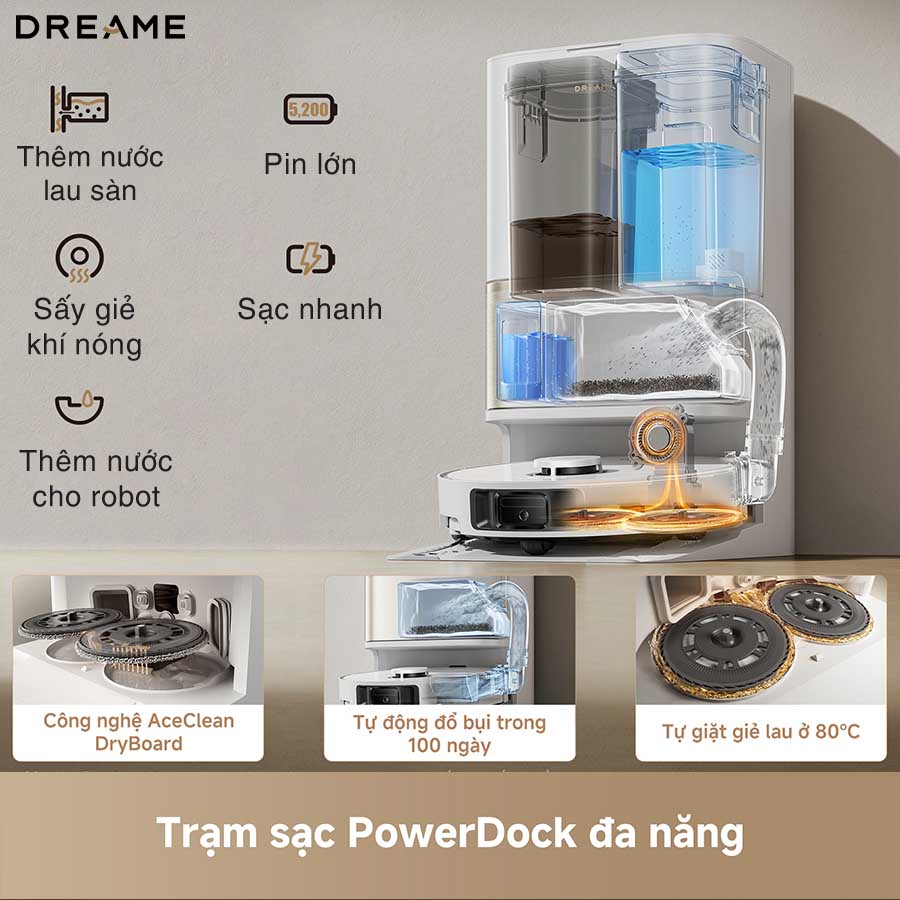 Robot hút bụi lau nhà Dreame L50 Ultra CE, Lực hút 25 000Pa