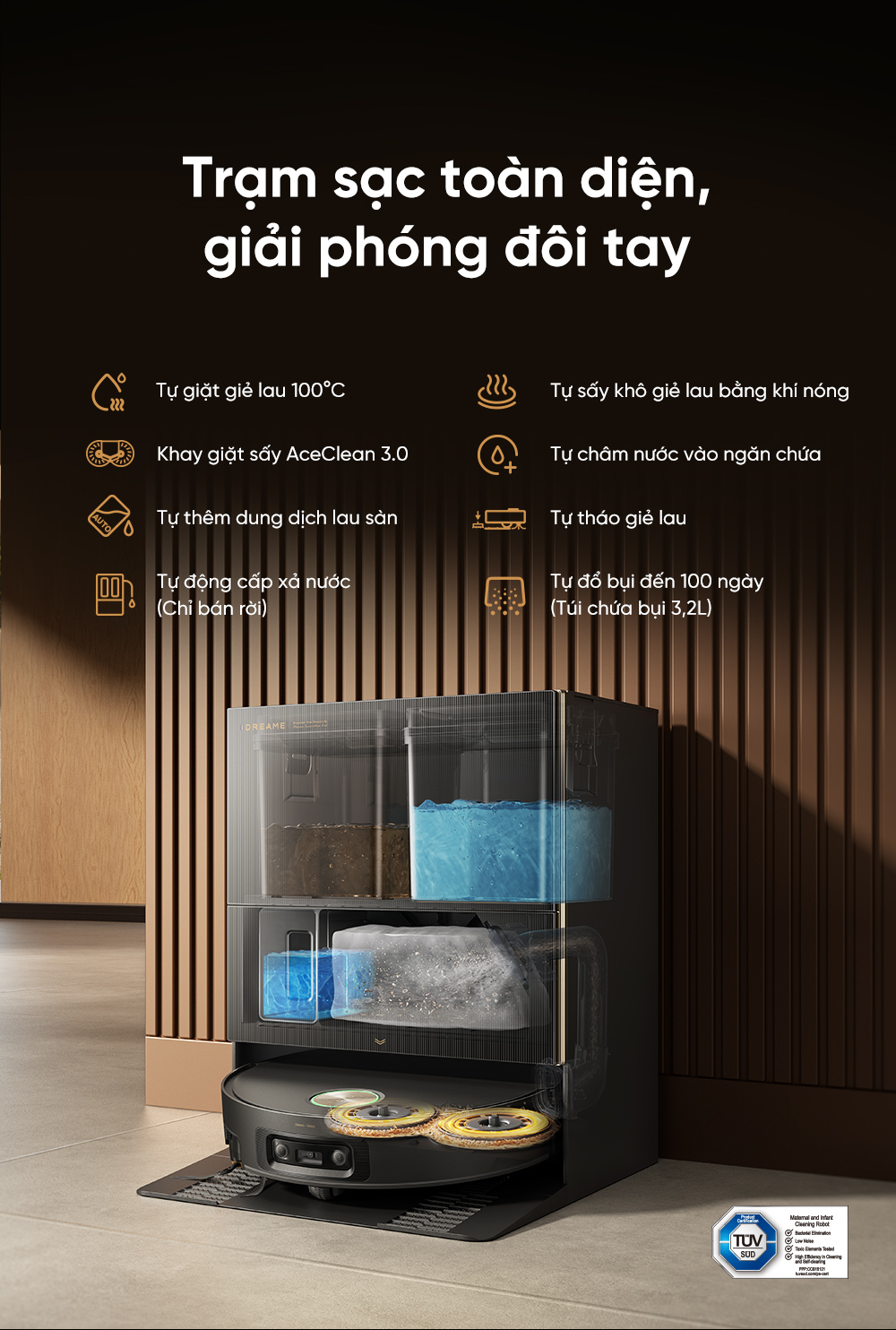 Robot hút bụi lau nhà Dreame X60 Ultra Extreme, Lực hút 42 000Pa