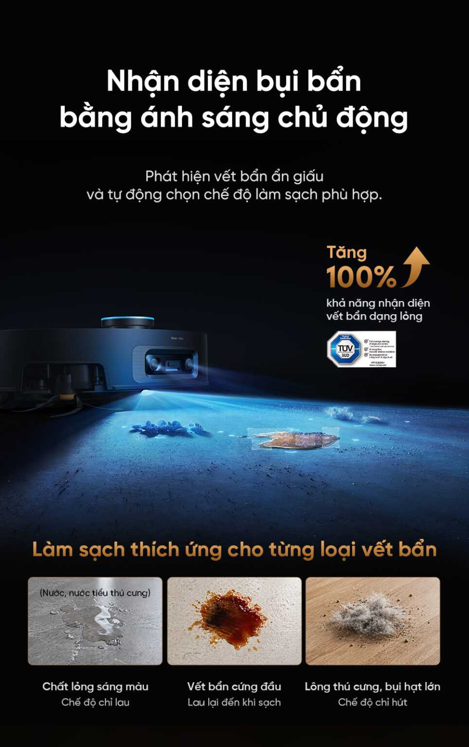 Robot hút bụi lau nhà Dreame X60 Ultra Extreme, Lực hút 42 000Pa