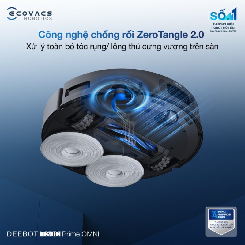 Robot hút bụi lau nhà Ecovacs Deebot T30C Prime Omni, Lực hút 25 000Pa