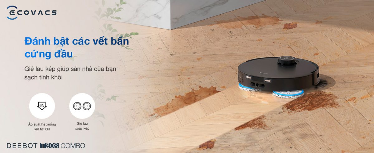 Robot hút bụi lau nhà Ecovacs Deebot T30S Combo