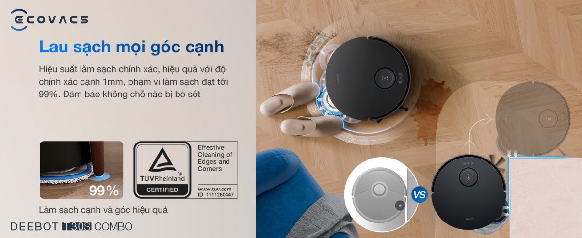 Robot hút bụi lau nhà Ecovacs Deebot T30S Combo