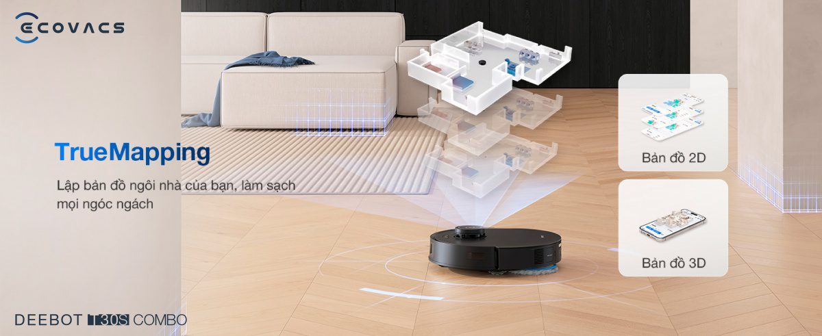 Robot hút bụi lau nhà Ecovacs Deebot T30S Combo