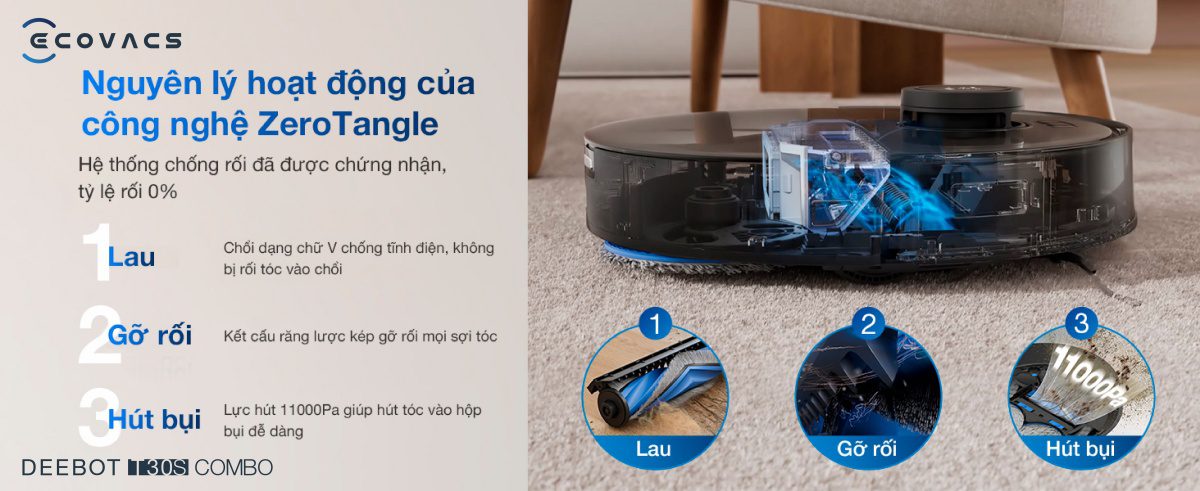 Robot hút bụi lau nhà Ecovacs Deebot T30S Combo