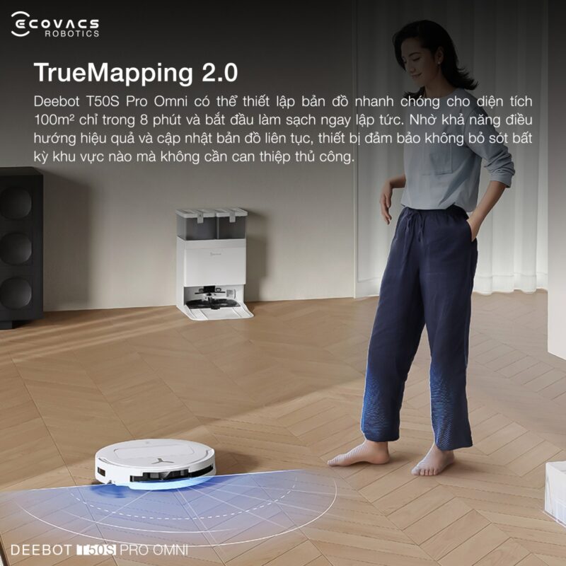 Robot hút bụi lau nhà Ecovacs Deebot T50S Pro Omni, Lực hút 25 000Pa