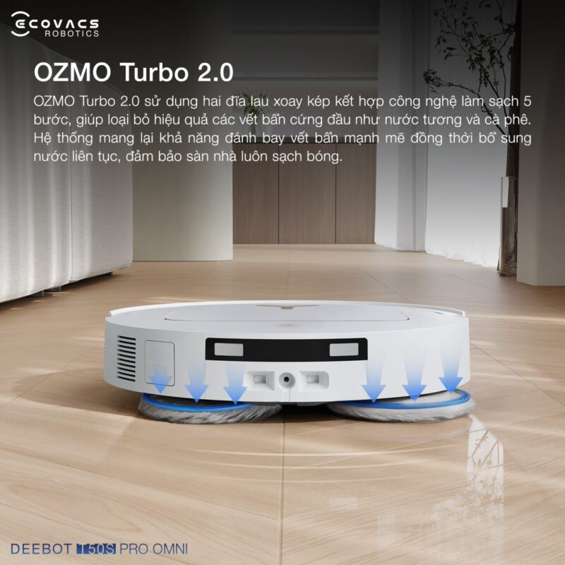 Robot hút bụi lau nhà Ecovacs Deebot T50S Pro Omni, Lực hút 25 000Pa