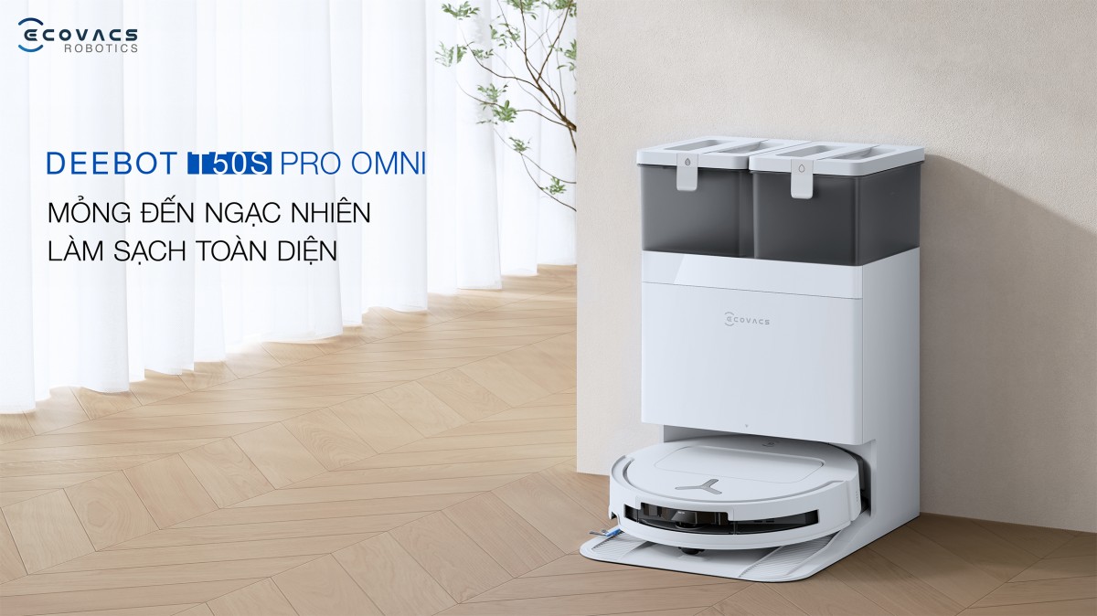 Robot hút bụi lau nhà Ecovacs Deebot T50S Pro Omni, Lực hút 25 000Pa