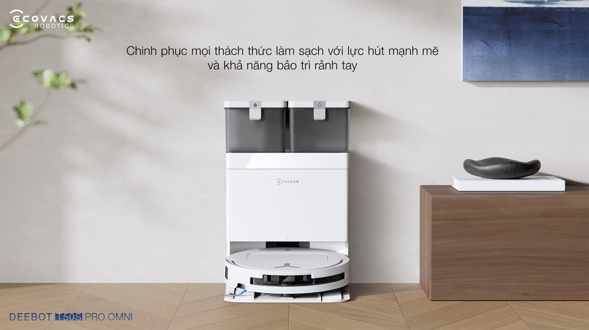 Robot hút bụi lau nhà Ecovacs Deebot T50S Pro Omni, Lực hút 25 000Pa