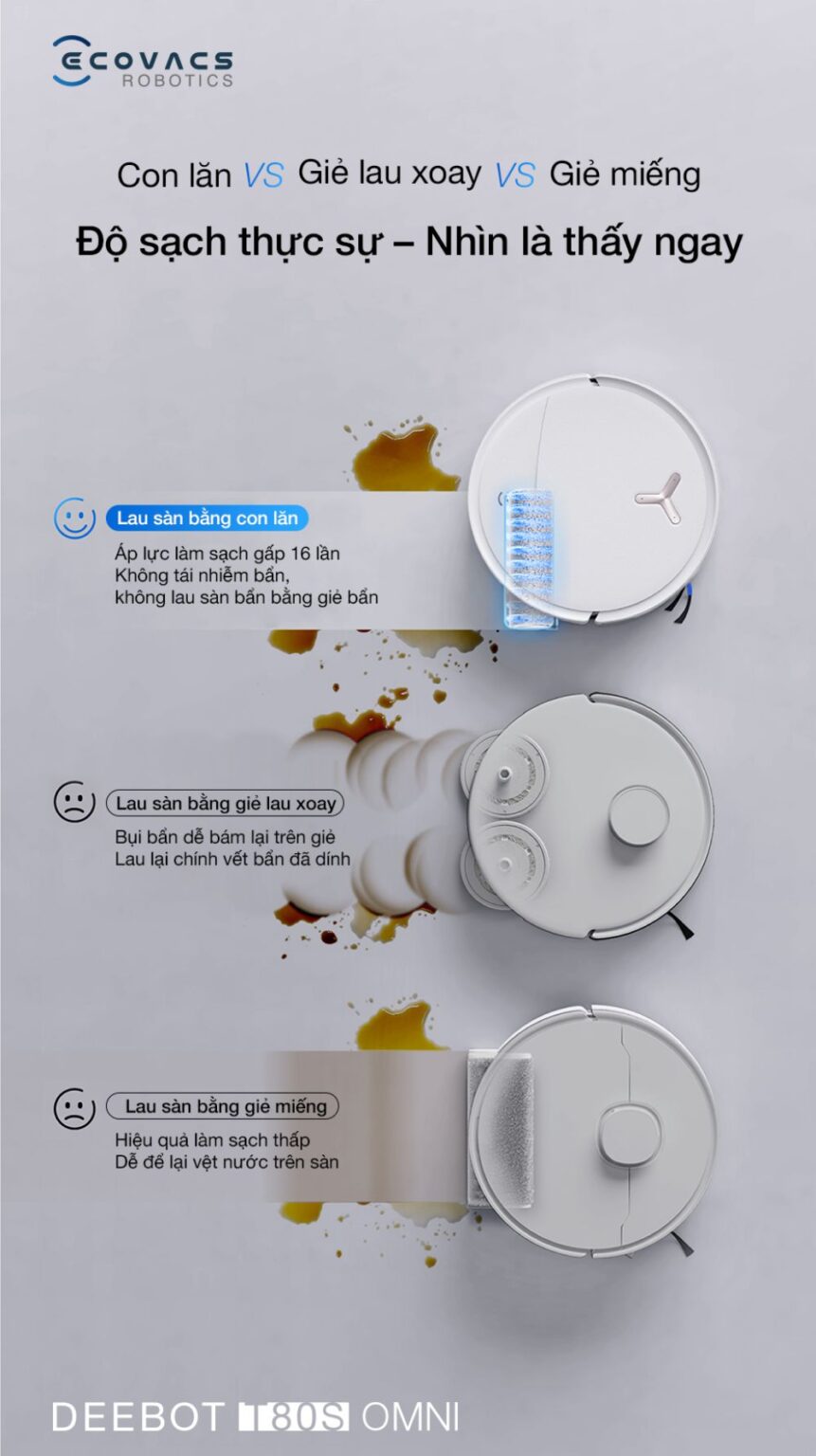 Robot hút bụi lau nhà Ecovacs Deebot T80 OMNI