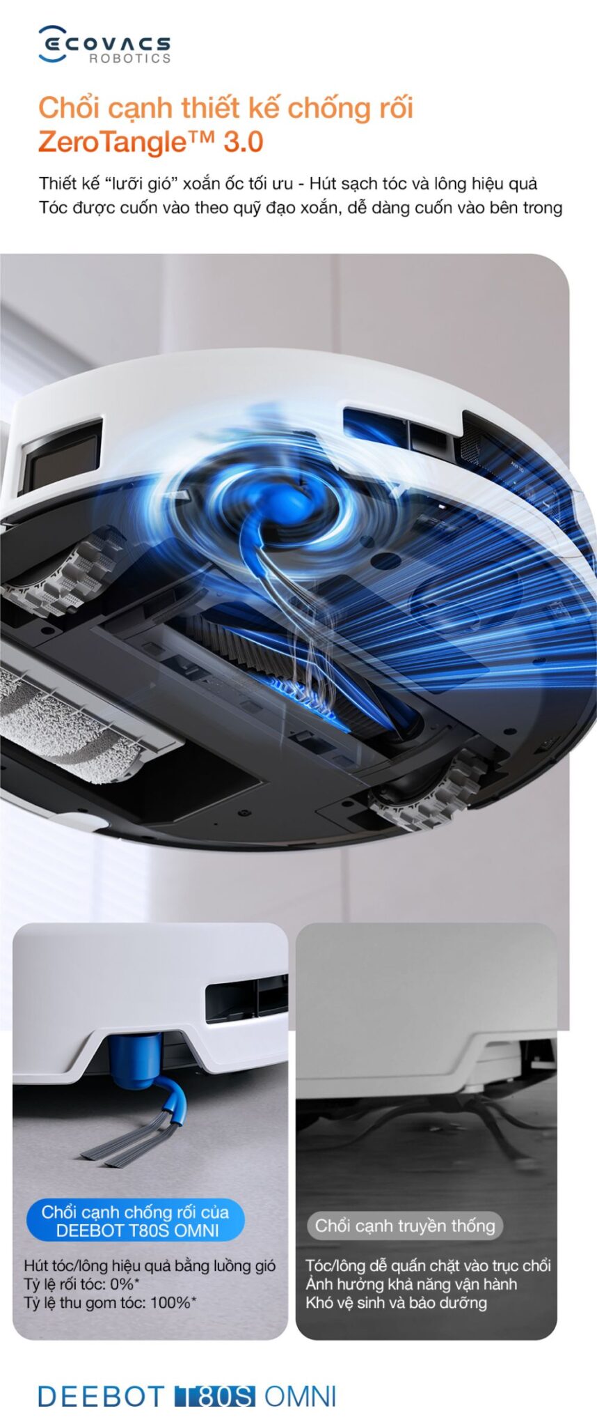 Robot hút bụi lau nhà Ecovacs Deebot T80 OMNI