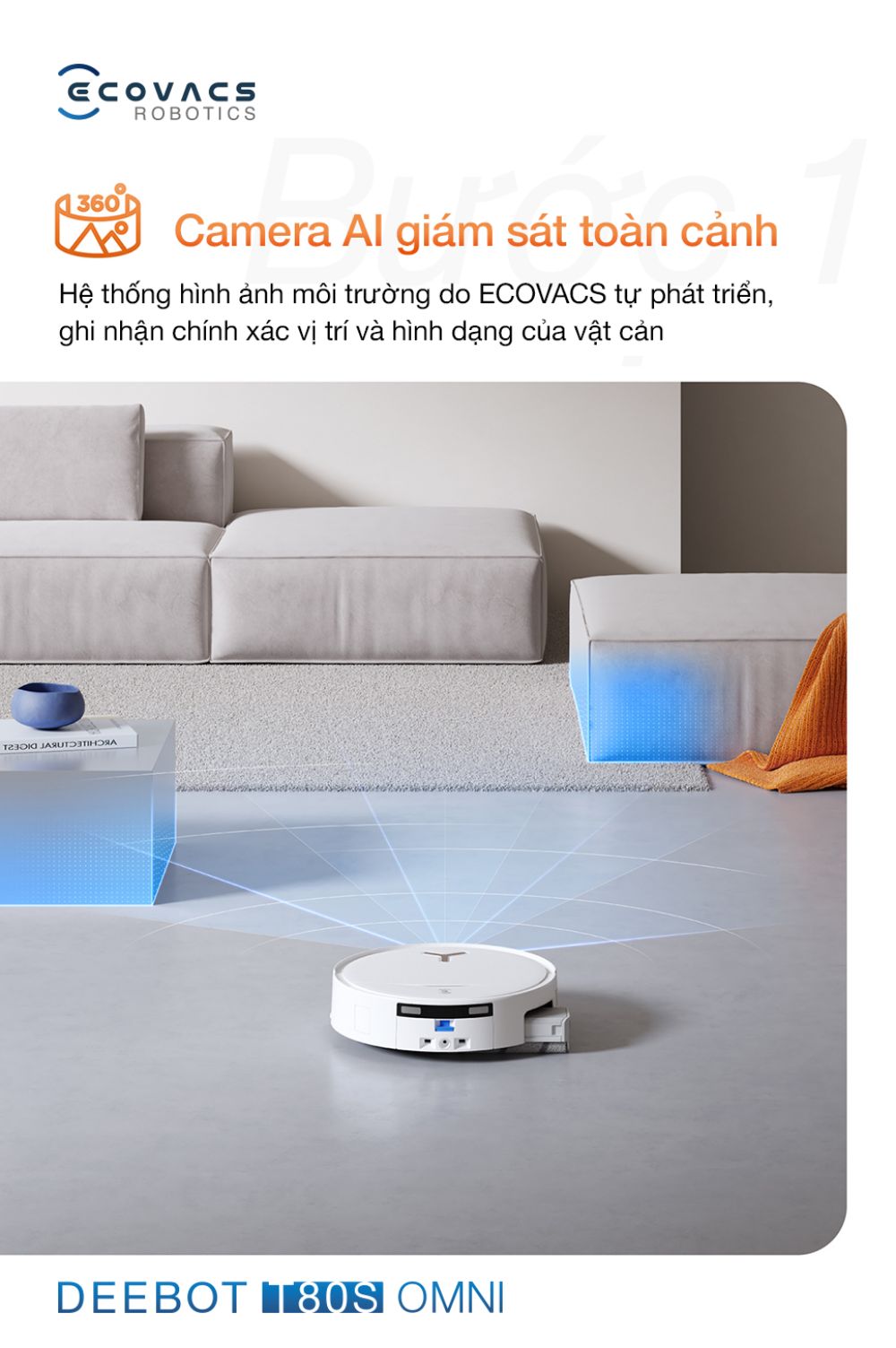 Robot hút bụi lau nhà Ecovacs Deebot T80 OMNI