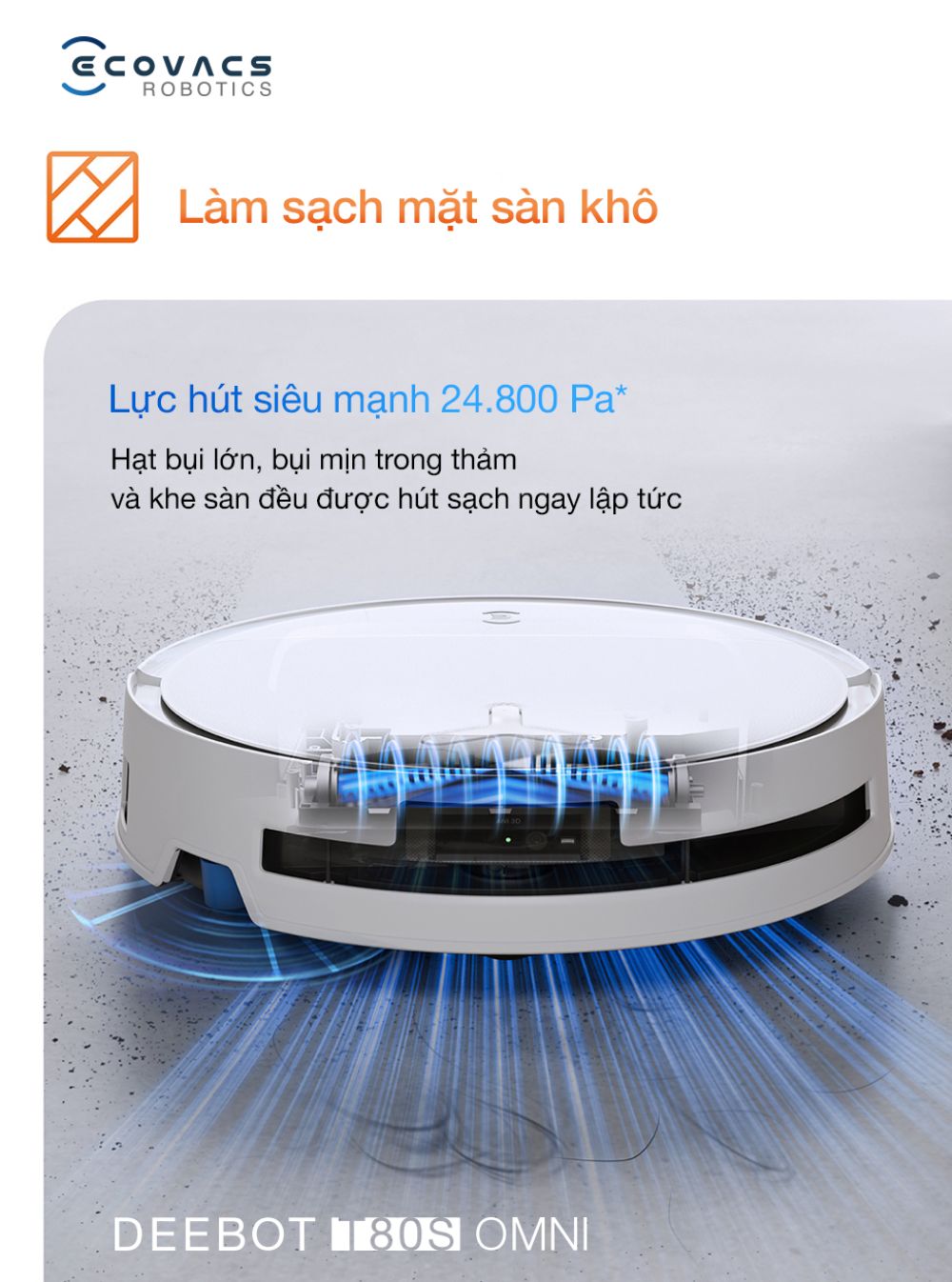 Robot hút bụi lau nhà Ecovacs Deebot T80 OMNI