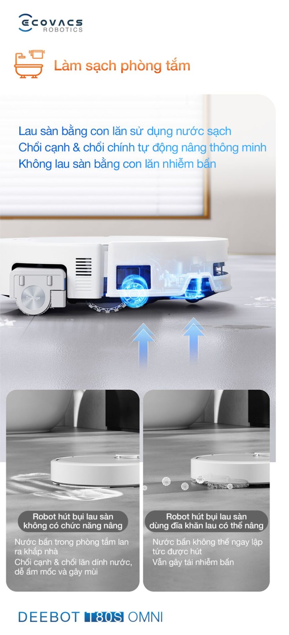 Robot hút bụi lau nhà Ecovacs Deebot T80 OMNI