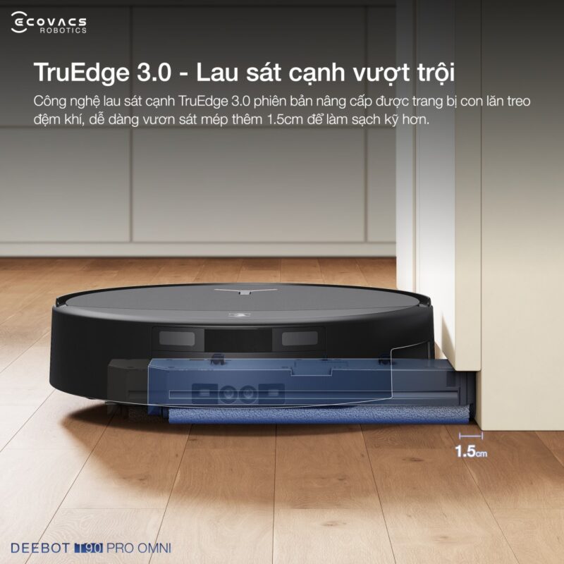 Robot hút bụi lau nhà Ecovacs Deebot T90 Pro Omni, Lực hút 30 000Pa