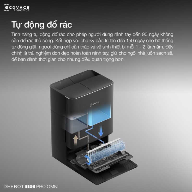 Robot hút bụi lau nhà Ecovacs Deebot T90 Pro Omni, Lực hút 30 000Pa