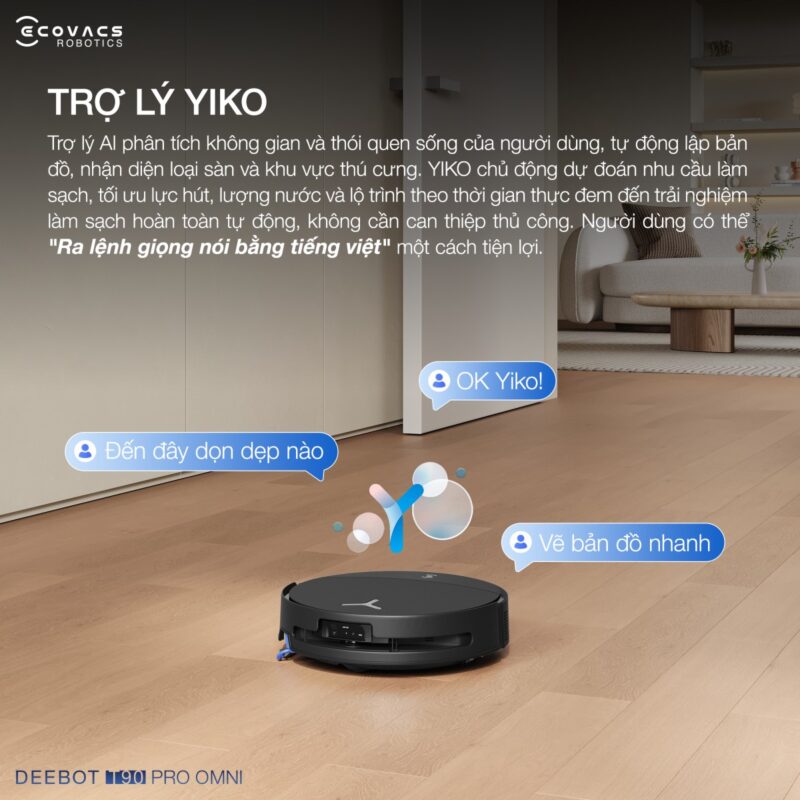 Robot hút bụi lau nhà Ecovacs Deebot T90 Pro Omni, Lực hút 30 000Pa