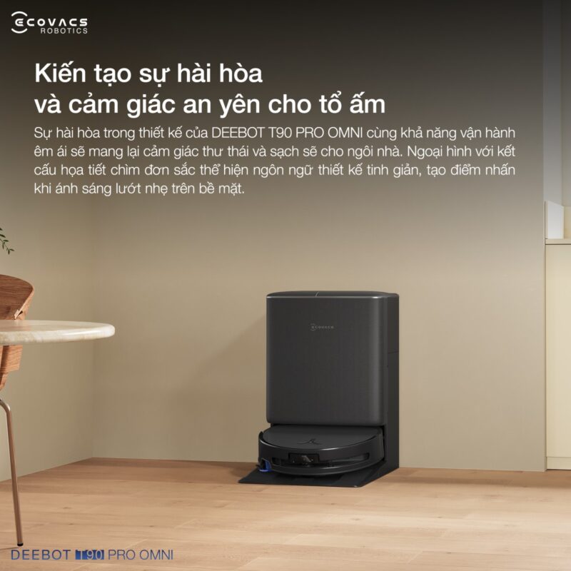 Robot hút bụi lau nhà Ecovacs Deebot T90 Pro Omni, Lực hút 30 000Pa