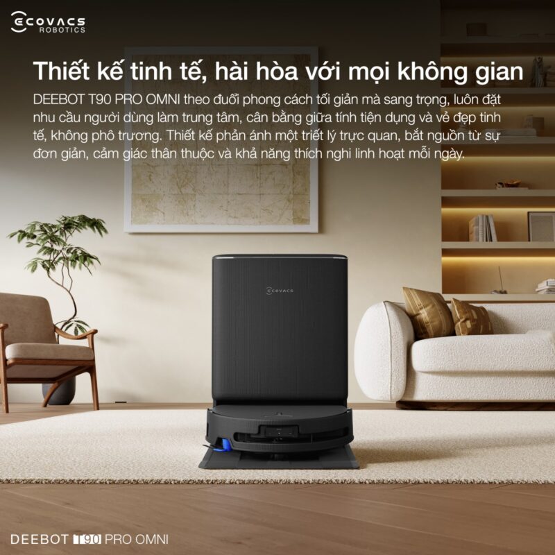 Robot hút bụi lau nhà Ecovacs Deebot T90 Pro Omni, Lực hút 30 000Pa