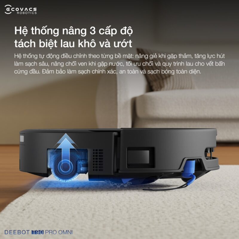 Robot hút bụi lau nhà Ecovacs Deebot T90 Pro Omni, Lực hút 30 000Pa