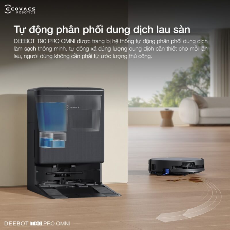 Robot hút bụi lau nhà Ecovacs Deebot T90 Pro Omni, Lực hút 30 000Pa