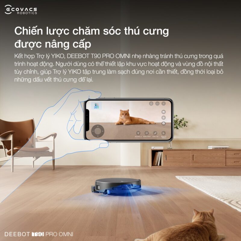 Robot hút bụi lau nhà Ecovacs Deebot T90 Pro Omni, Lực hút 30 000Pa
