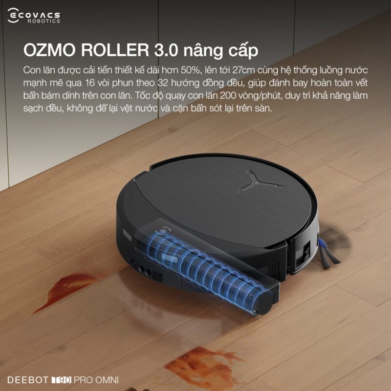 Robot hút bụi lau nhà Ecovacs Deebot T90 Pro Omni, Lực hút 30 000Pa