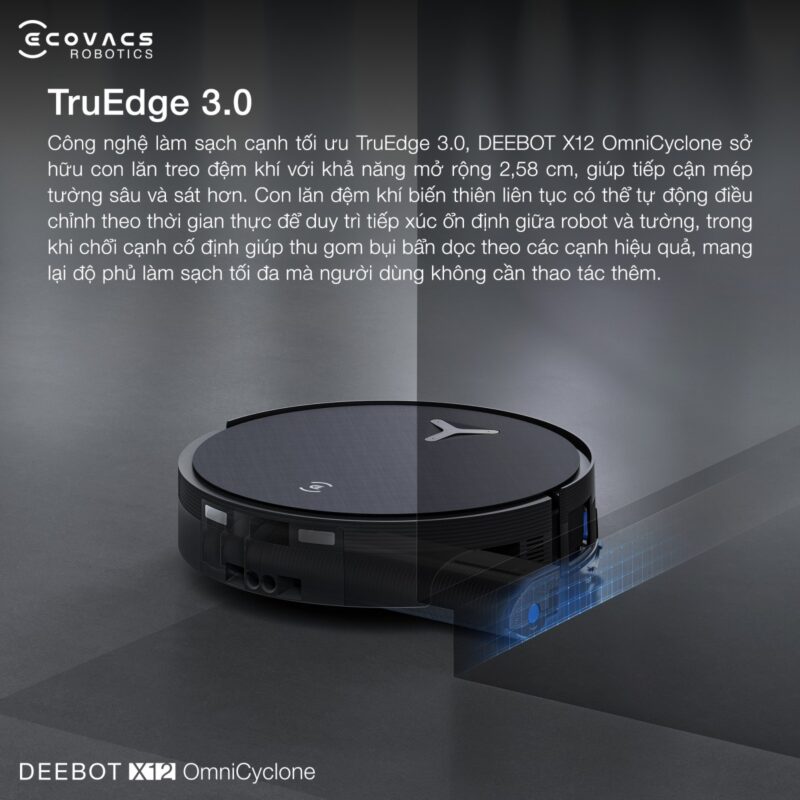 Robot hút bụi lau nhà Ecovacs Deebot X12 OmniCyclone, Lực hút 22 000Pa
