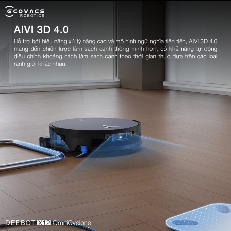 Robot hút bụi lau nhà Ecovacs Deebot X12 OmniCyclone, Lực hút 22 000Pa