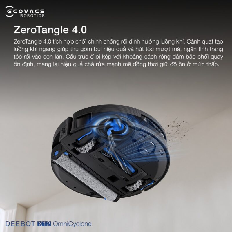 Robot hút bụi lau nhà Ecovacs Deebot X12 OmniCyclone, Lực hút 22 000Pa