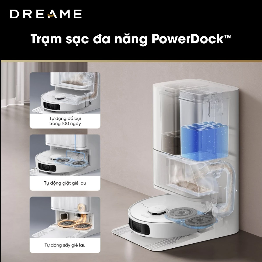 Robot hút bụi lau nhà giặt sấy khăn Dreame D20 Ultra
