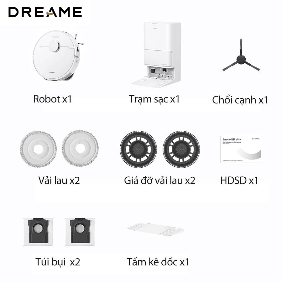 Robot hút bụi lau nhà giặt sấy khăn Dreame D20 Ultra