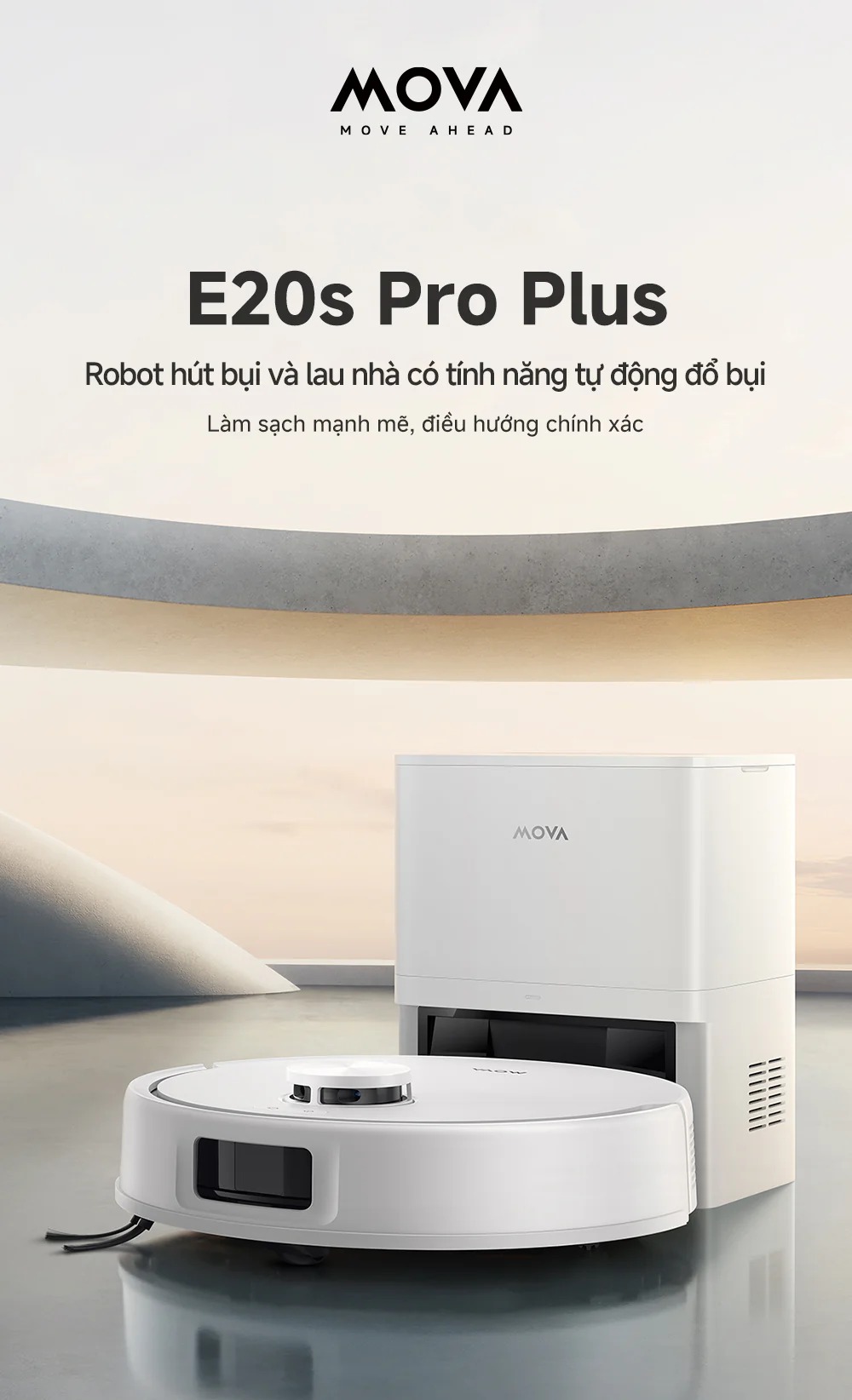 Robot hút bụi lau nhà tự đổ rác MOVA E20S Pro Plus