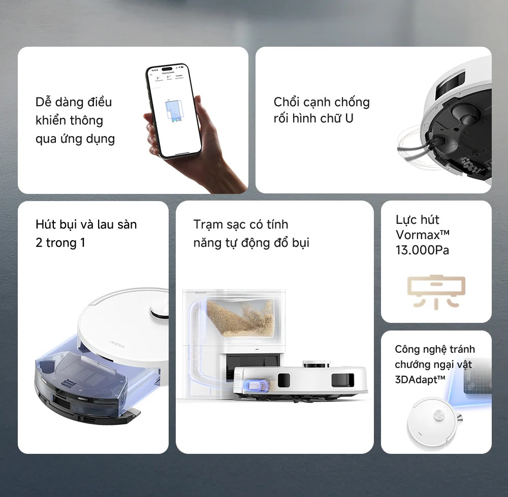 Robot hút bụi lau nhà tự đổ rác MOVA E20S Pro Plus