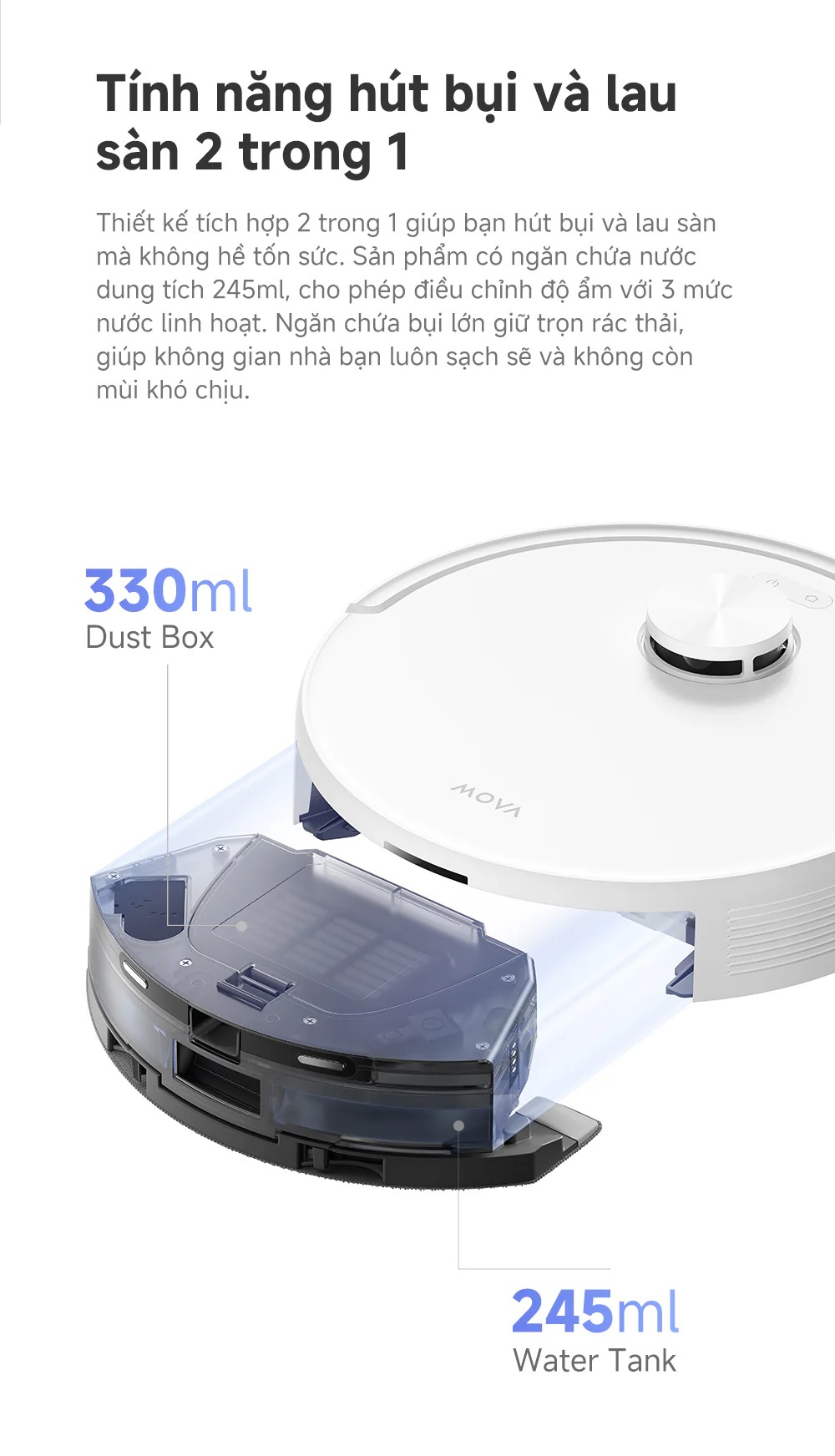 Robot hút bụi lau nhà tự đổ rác MOVA E20S Pro Plus