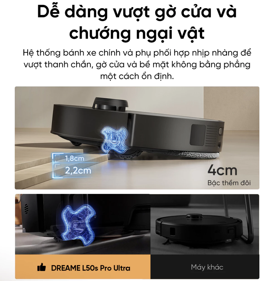 Robot hút bụi lau nhà tự giặt sấy khăn Dreame L50S Ultra