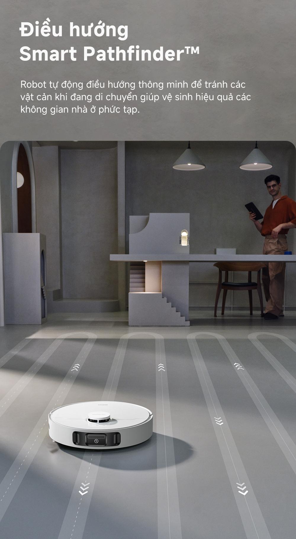 Robot hút bụi lau nhà tự giặt sấy khăn Mova E30 Ultra