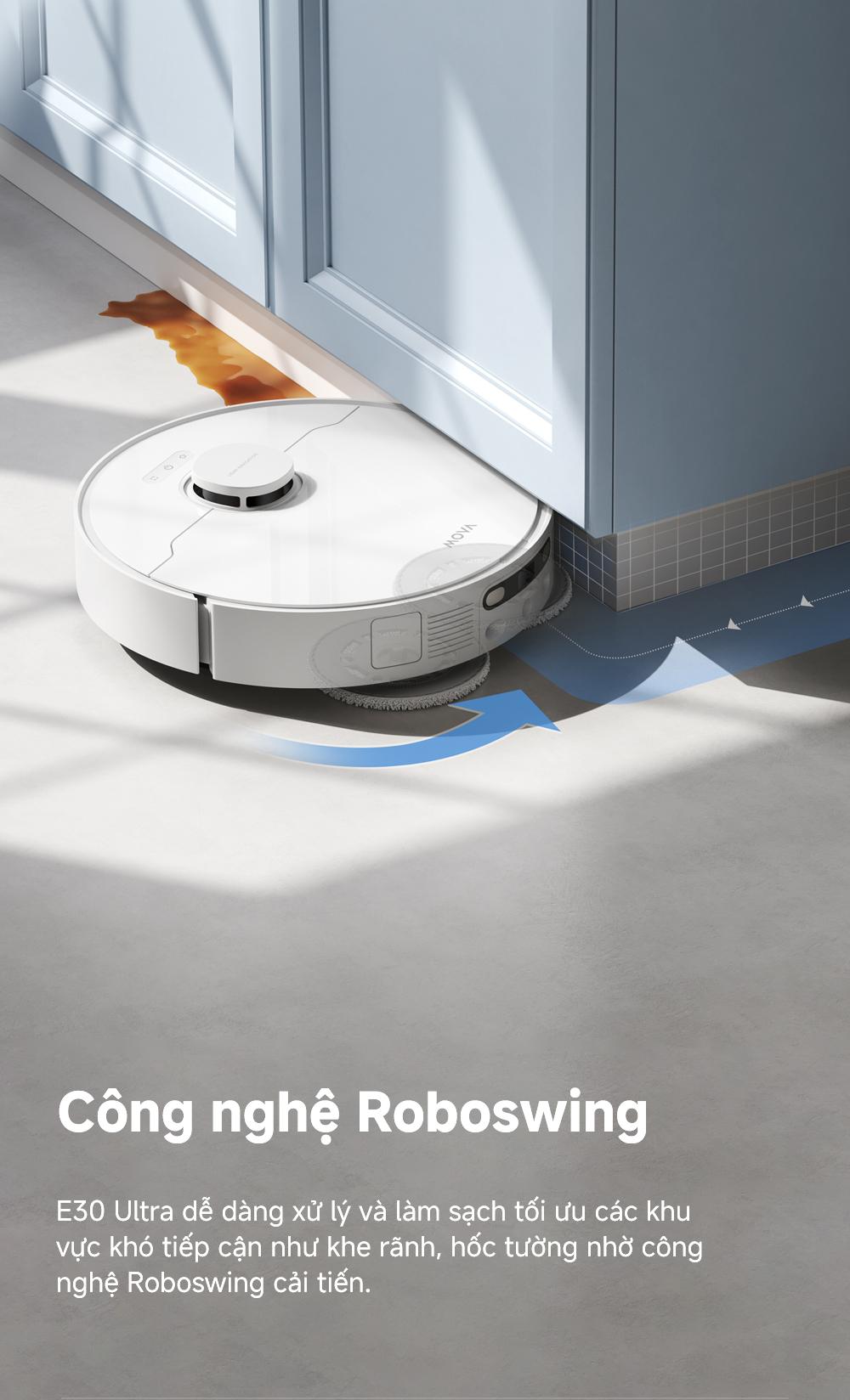 Robot hút bụi lau nhà tự giặt sấy khăn Mova E30 Ultra