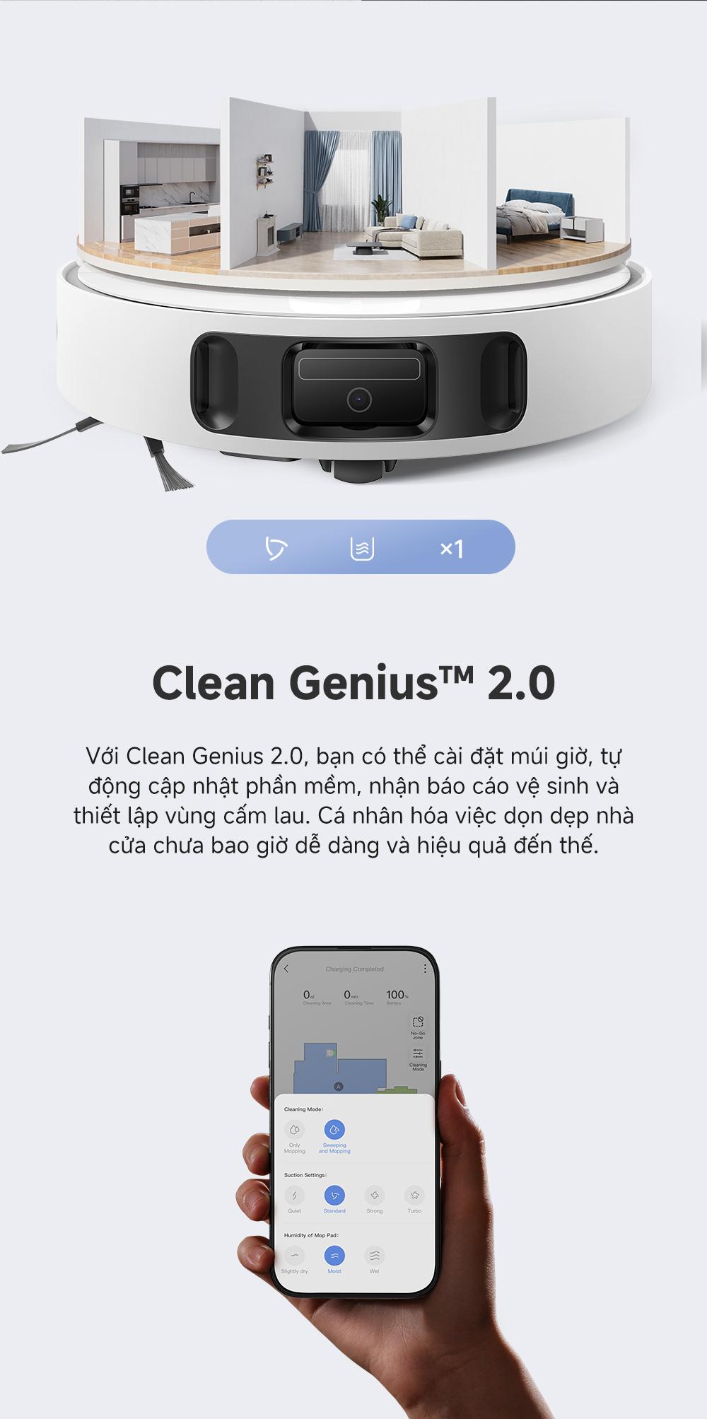 Robot hút bụi lau nhà tự giặt sấy khăn Mova E30 Ultra